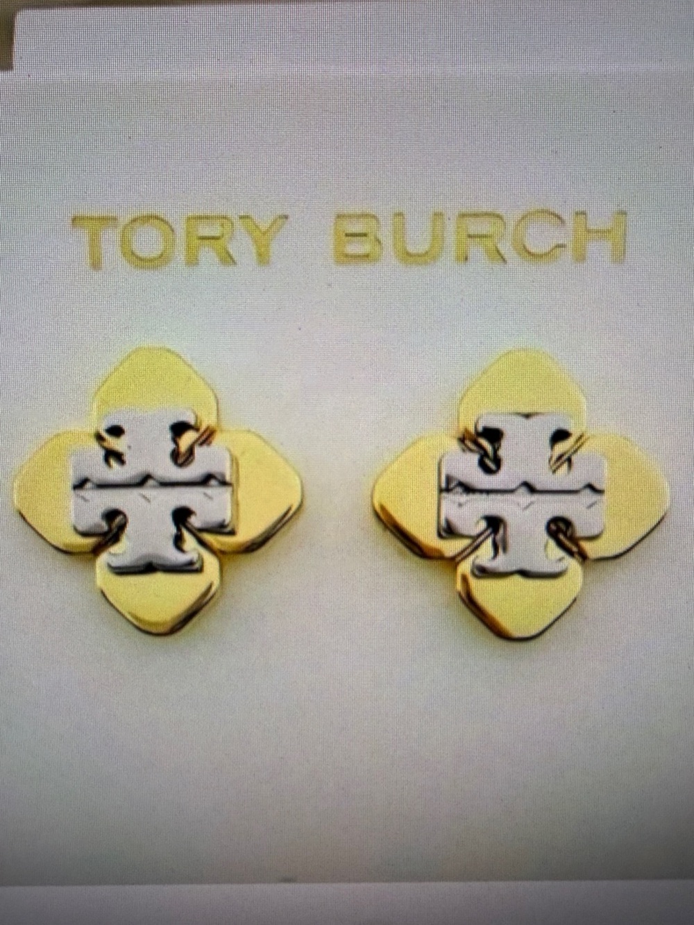 Tory Burch Gold and Silver Flower Stud Earrings